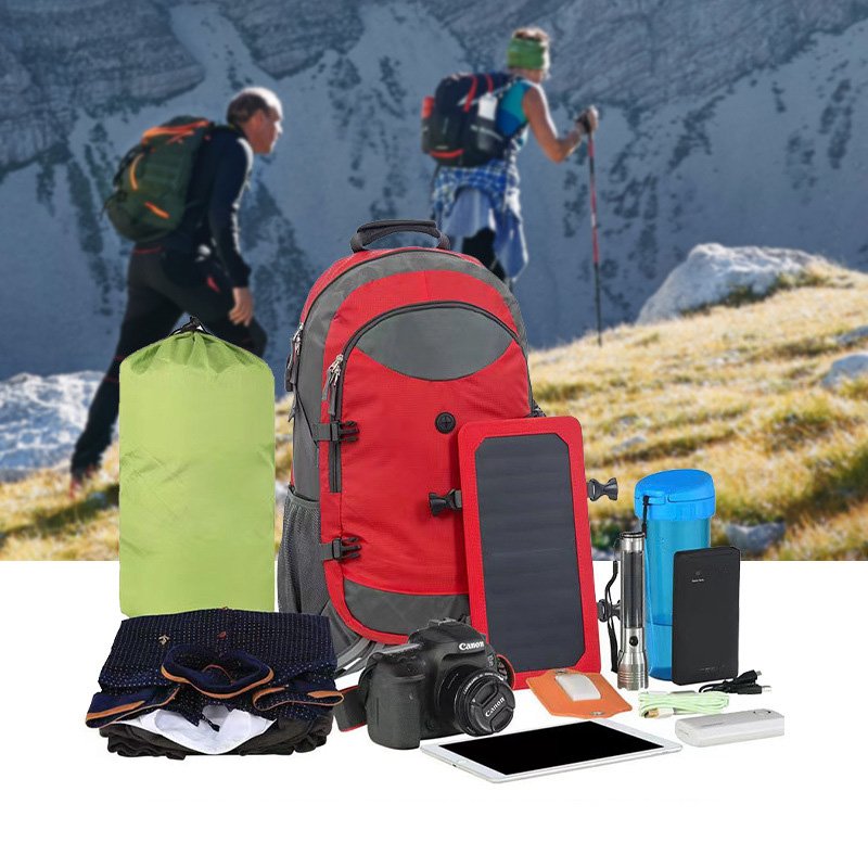 2024 New Arrival Waterproof Outdoor Travel Portable Solar Panel Bag Charger Hiking Backpack with USB Output For Students