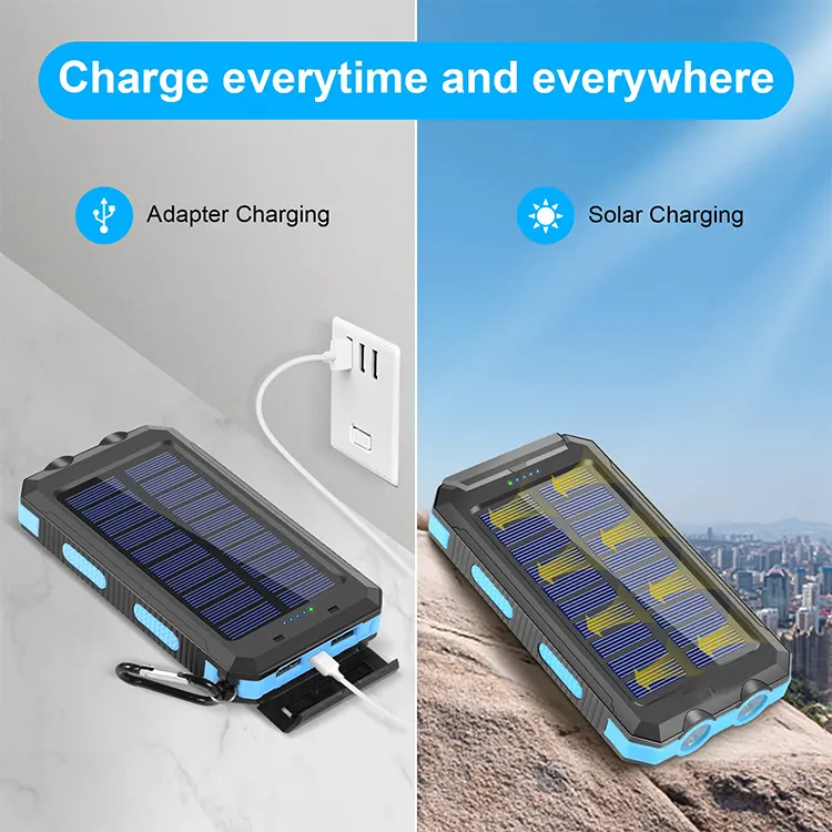 Portable Solar Charger Travel Powerbank Led Solar Power Bank Type C Solar PowerBank Pse 10000mah for apple smart watch