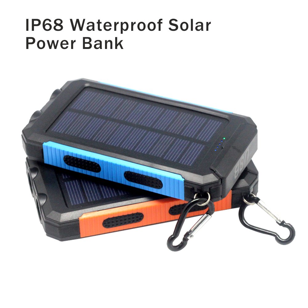 Custom Logo 8000mAh waterproof &dustproof &drop-proof solar power bank with double LED torches and compass powerbank