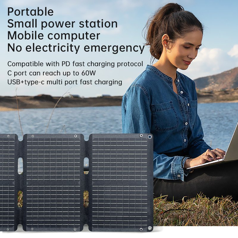 Lightweight folding solar powered portable charger 30W 40W 60W foldable solar panel for drone camping