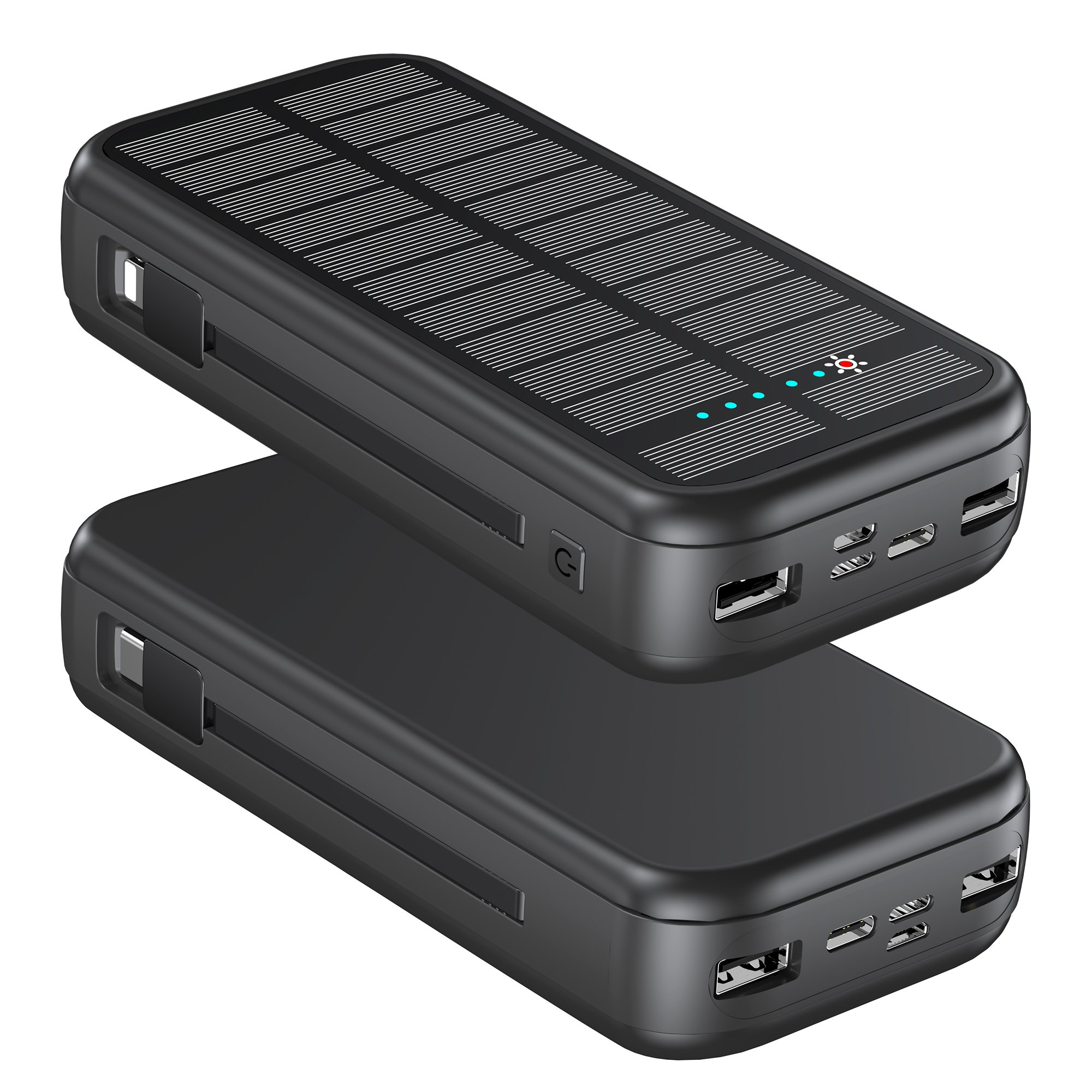 China Factories New Product 2024 OEM 20000mAh Large Capacity PD Fast Charging Portable Built-In Cable Solar Power Banks 16000mAh
