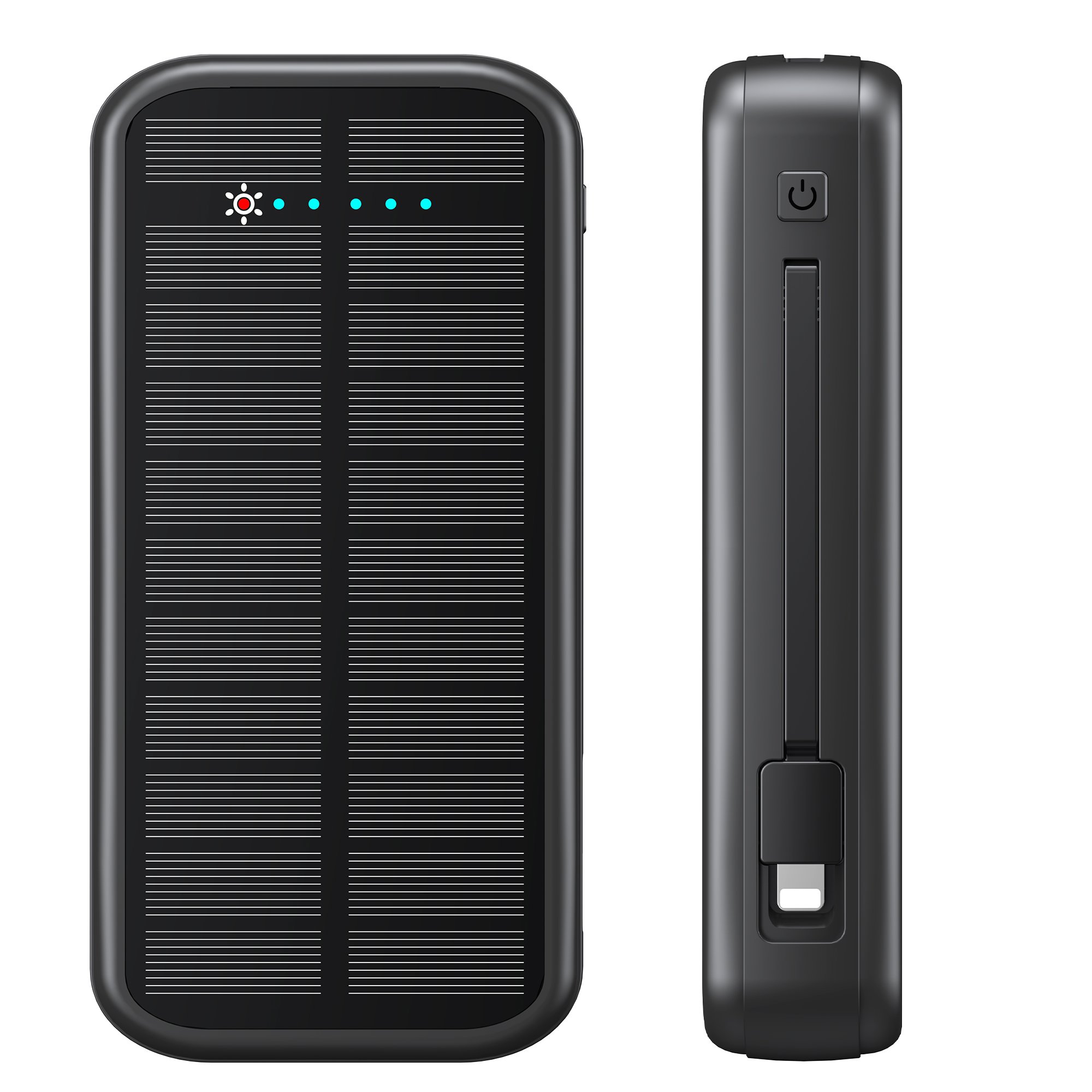 China Factories New Product 2024 OEM 20000mAh Large Capacity PD Fast Charging Portable Built-In Cable Solar Power Banks 16000mAh