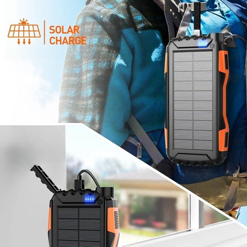 Portable External Battery Pack Fast Charging Built-in Super Bright Flashlight Solar Charger 42800mAh Solar Power Bank