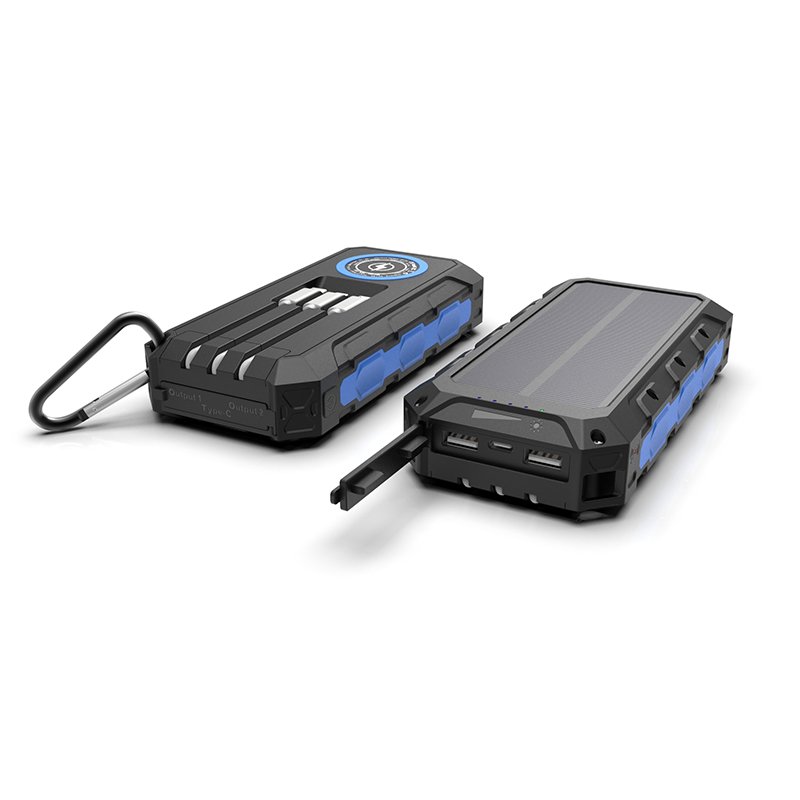 56800mah Solar charger wireless pd fast charging Portable Solar Charging Waterproof Power Bank with 3 built-in cables