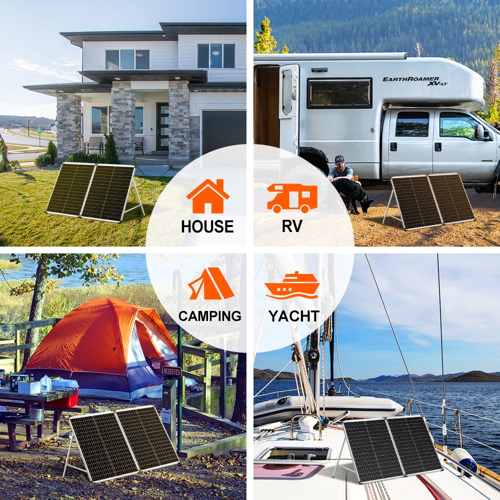 DOKIO EU US STOCK 100W 150W 160W 200W foldable solar panel charger kit with bag