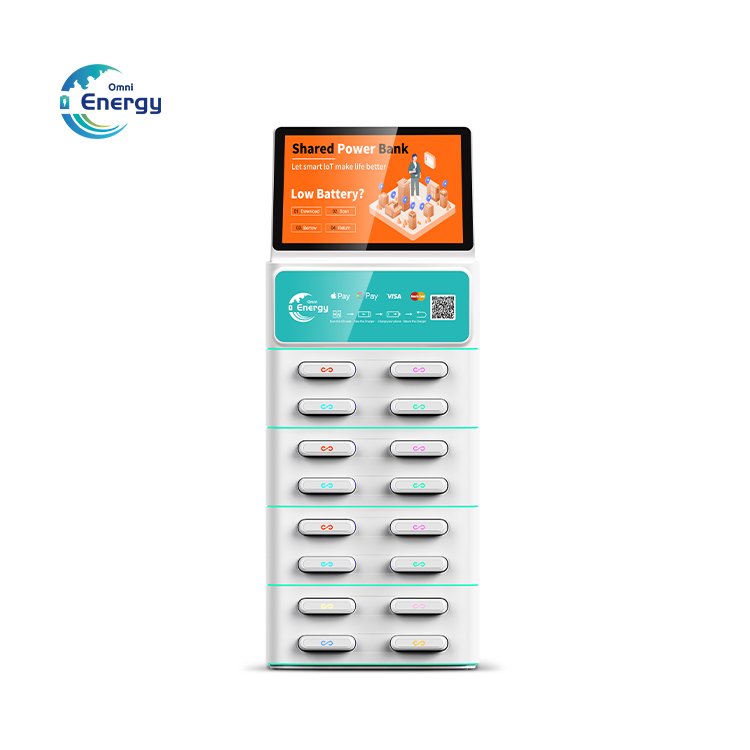 16-slot high-capacity portable mobile power rental charger cabinet with magnetic screen multi-location rental