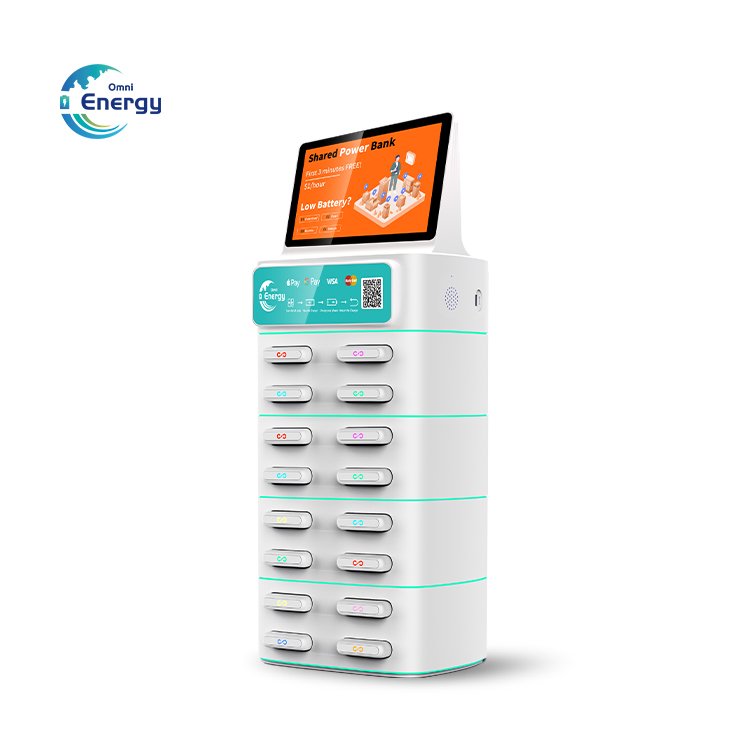 16-slot high-capacity portable mobile power rental charger cabinet with magnetic screen multi-location rental