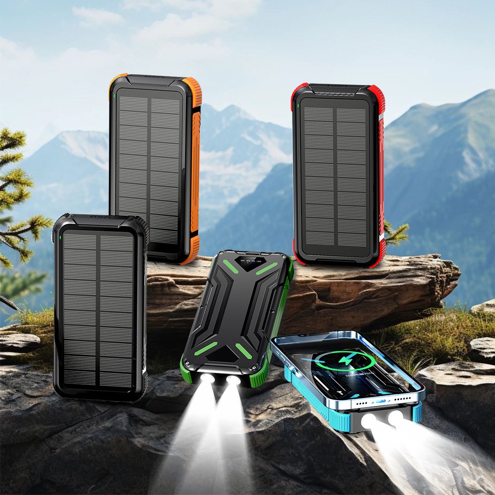 Custom Solar Power Bank 20000mAh External Battery Pack for Cellphone Wireless Battery Charger Power Banks & Power Station