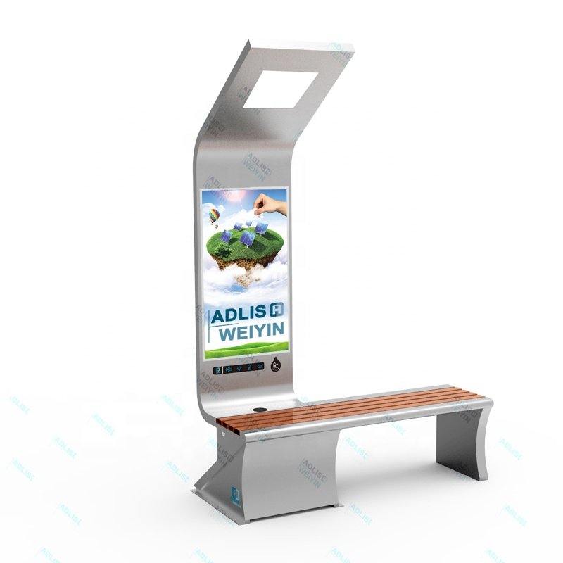 Smart Solar LED Advertising Lighting Box Phone Charger Outdoor Urban Bench