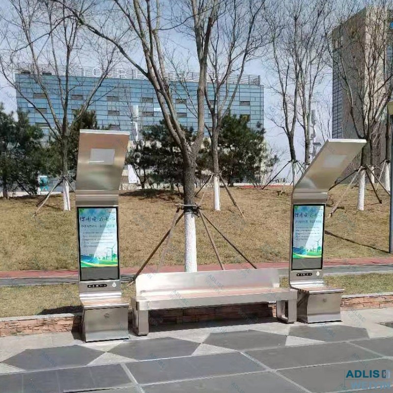 Smart Solar LED Advertising Lighting Box Phone Charger Outdoor Urban Bench