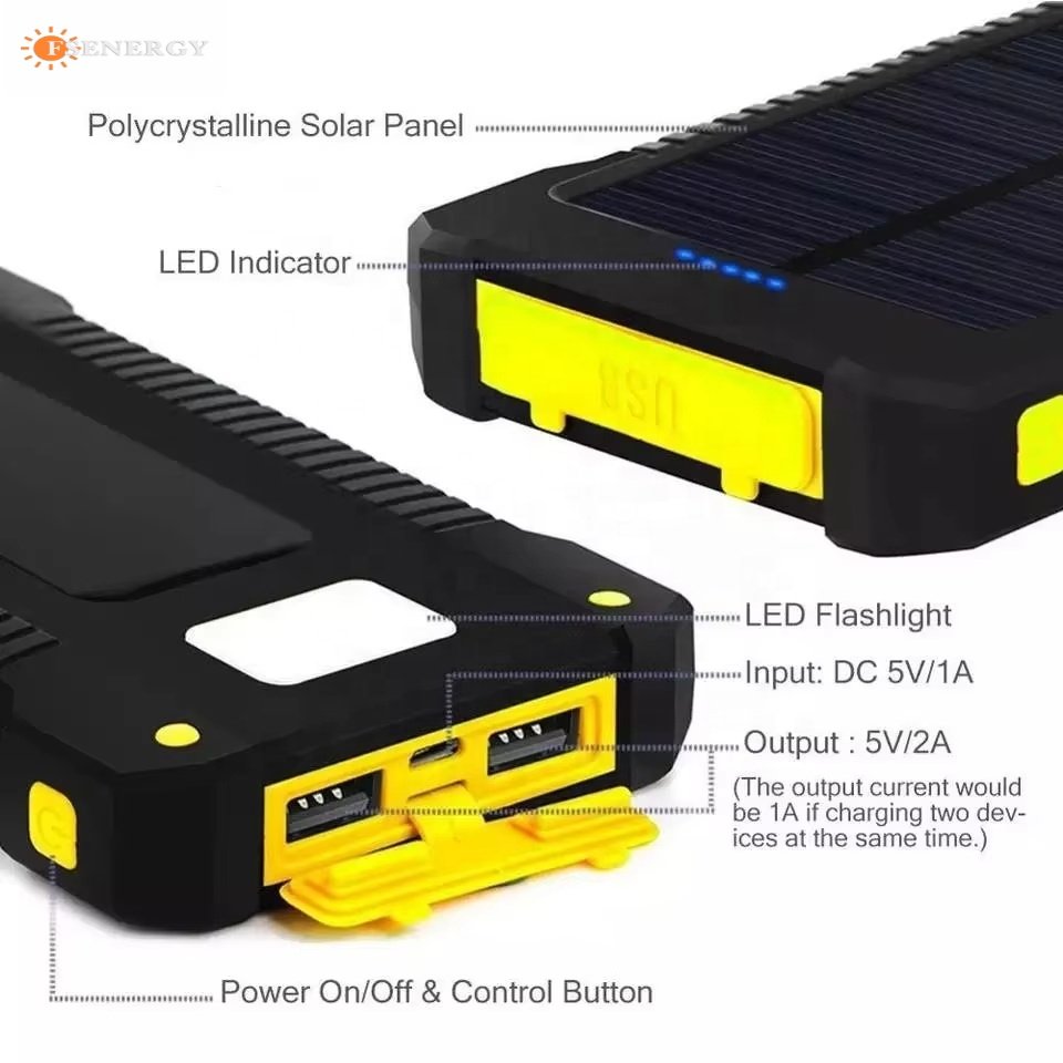 2024 Factory prices Waterproof Outdoor Solar Battery ROHS Power Bank Supplies 10000mah Solar Panel Portable Charger