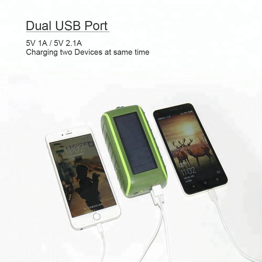 New Premium CE RoHS FCC Solar Mobile Phone Charger Hand Crank Dynamo Power Bank with Flashlight
