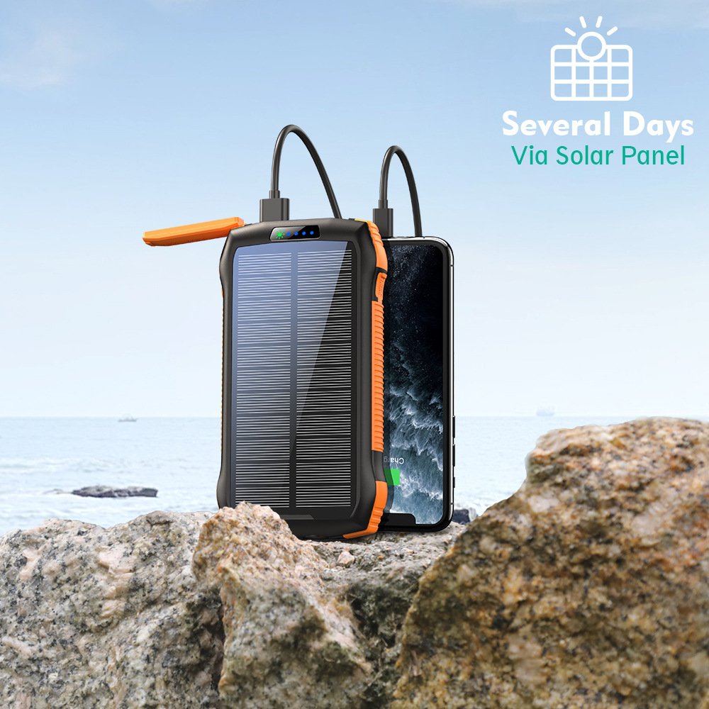 High Quality 33500mah Solar Charger Power Bank Fast Charging Waterproof Qi Wireless Charger Portable Power Banks For Cell Phone