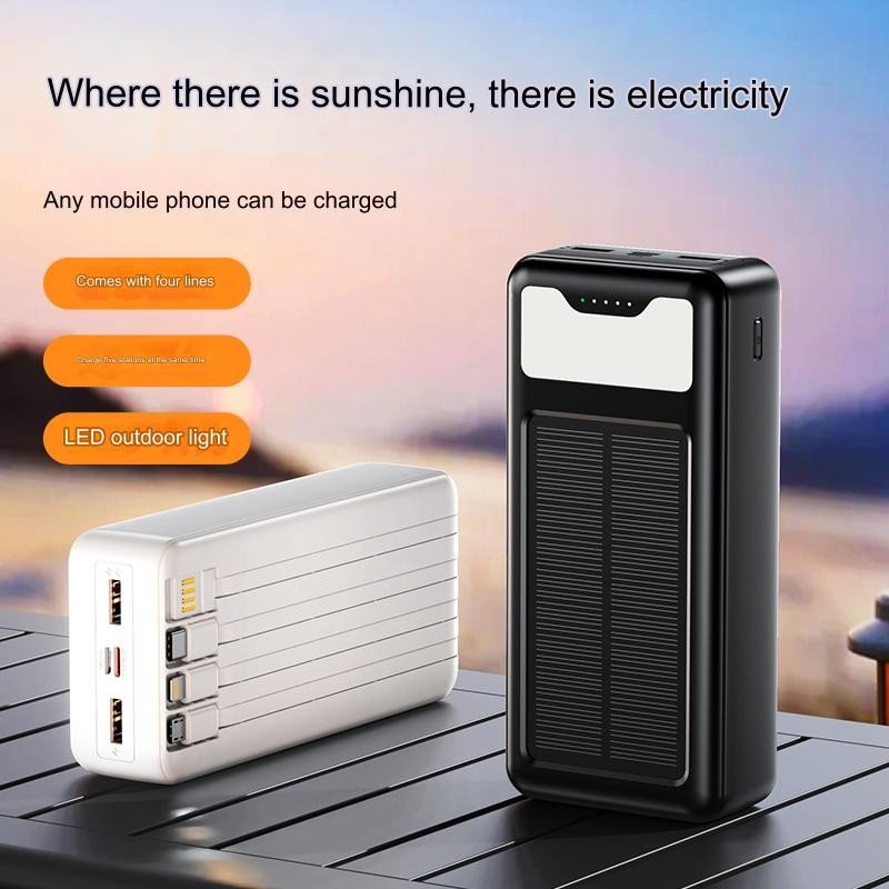 30000mah Solar Panel Charger Custom LOGO Power Bank Station New Products Emergency Cable Portable Power Banks