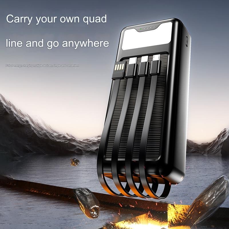 30000mah Solar Panel Charger Custom LOGO Power Bank Station New Products Emergency Cable Portable Power Banks
