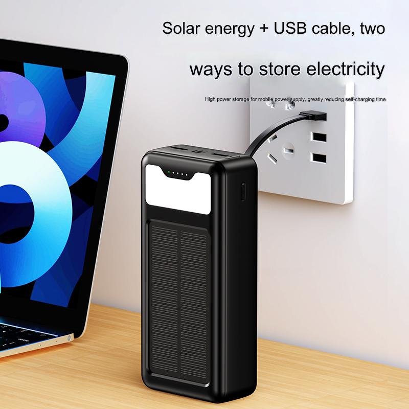 30000mah Solar Panel Charger Custom LOGO Power Bank Station New Products Emergency Cable Portable Power Banks