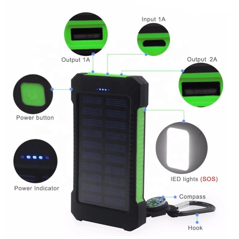 2023 Custom Solar Panel Powerbank Portable 5000mAh 10000mAh Solar Charge Banks for Cell Phone Display Feature