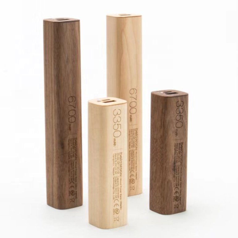 Battery Wood Finish 3350mAh 6700mAh Retro Mobile Power Battery Mini Wooden Solar Power Bank Charger
