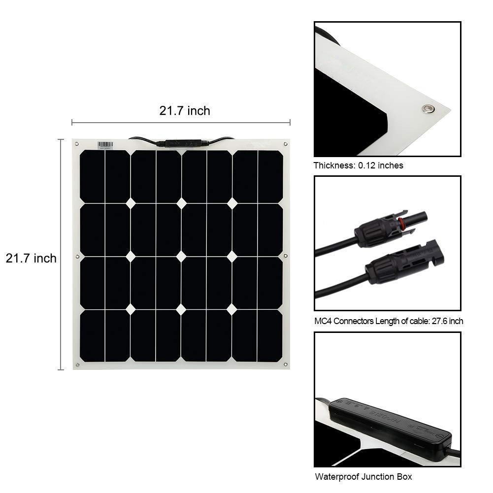 Nice price sunpower flexible 50w 12v solar panel for hybrid car battery charger