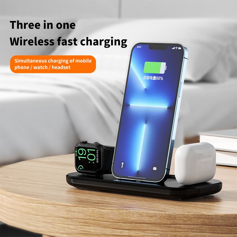 Amazons Best Seller On Alibaba Most Sold Product Fast 3 Qi for AirPods IWatch Phone 3 in 1 Wireless Charger