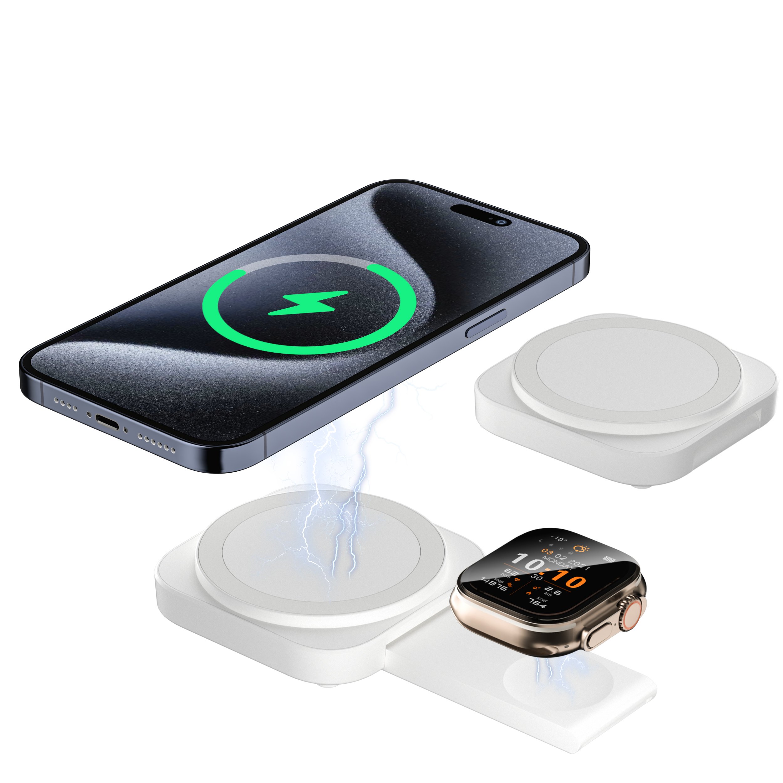 2 in 1New fold designing desktop charging station wireless charger for iphone ,samsung