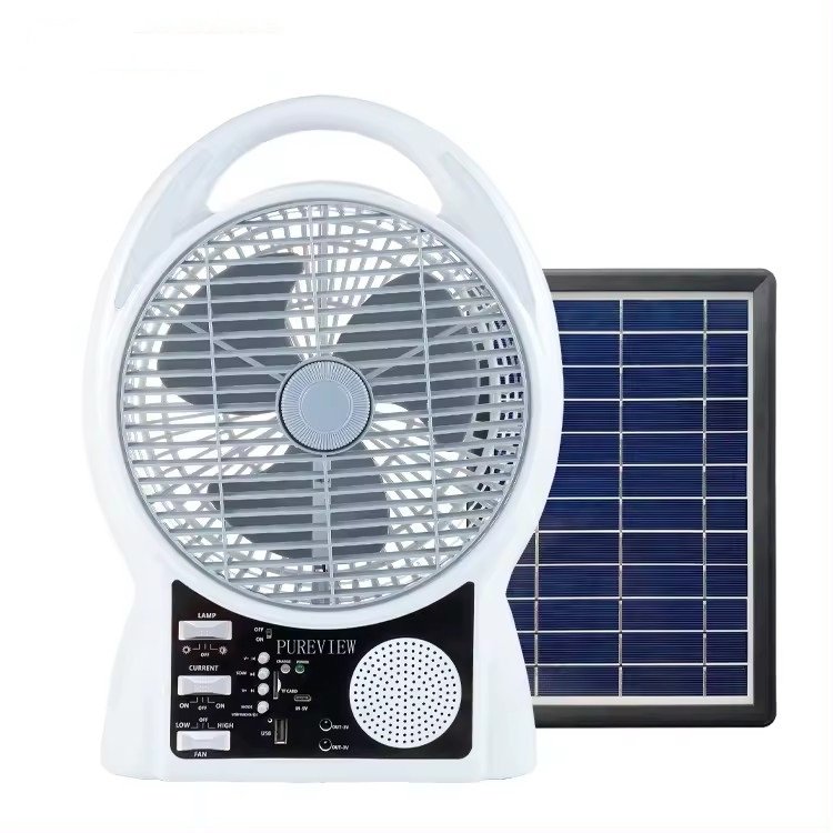 Rechargeable Solar Powered Table Electric Fan AC/DC Solar Charging Fan With Solar Panel