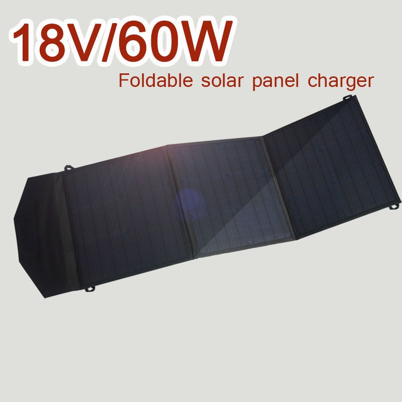 Camping Charge Charger Powered Panel Battery Cellphone Laptop Portable Foldable 60W 80W Solar Charger With Power Bank