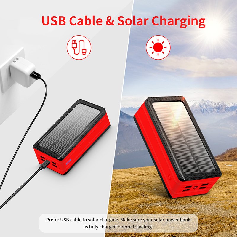 20000mAh 30000mAh 50000mAh Portable Solar Charger IP66 Waterproof Solar Power Bank