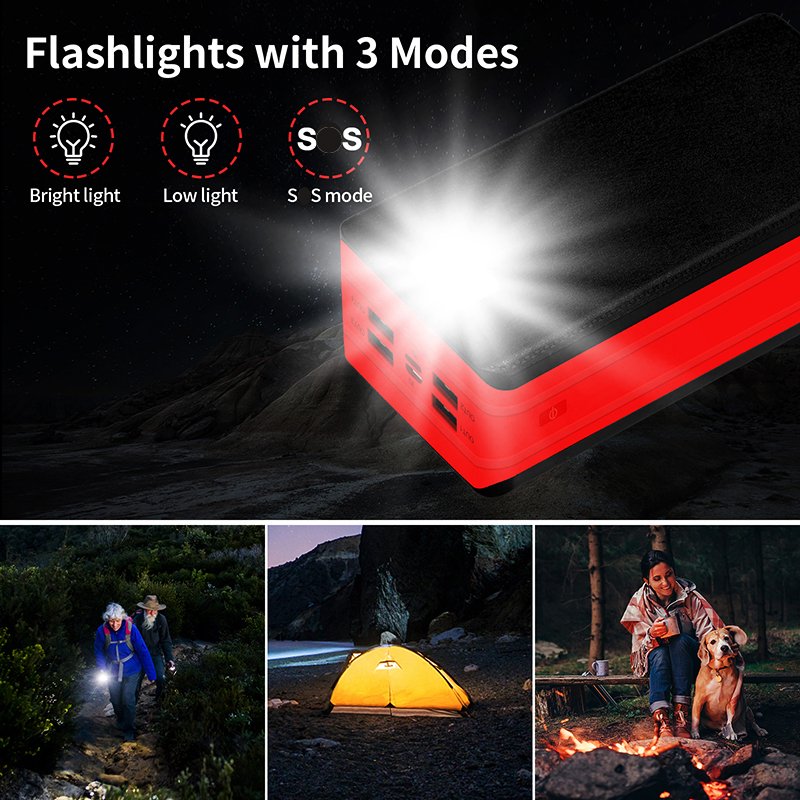 20000mAh 30000mAh 50000mAh Portable Solar Charger IP66 Waterproof Solar Power Bank