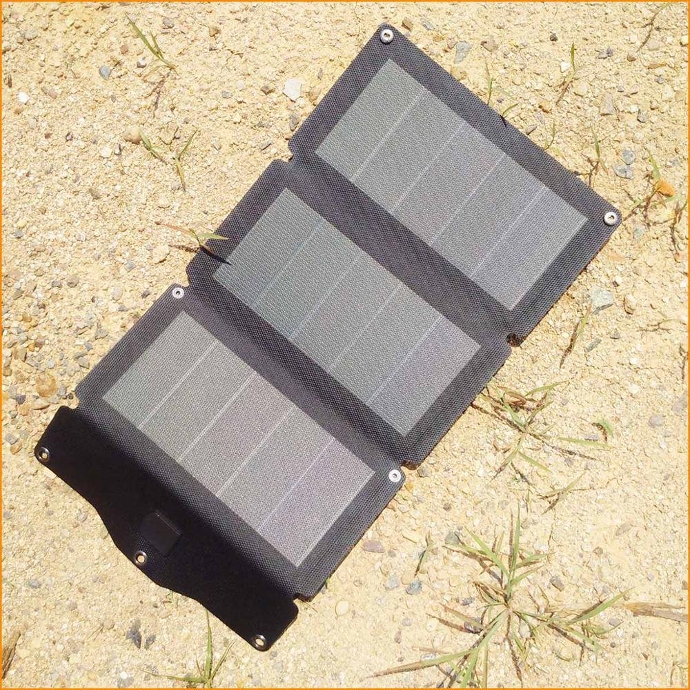 Folding solar panel charger USB fast charge mobile phones, power banks hiker use
