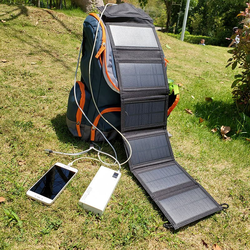 Solar charging panel regulated outdoor power supply portable folding mobile phone charging bank fast charging photovoltaic cells