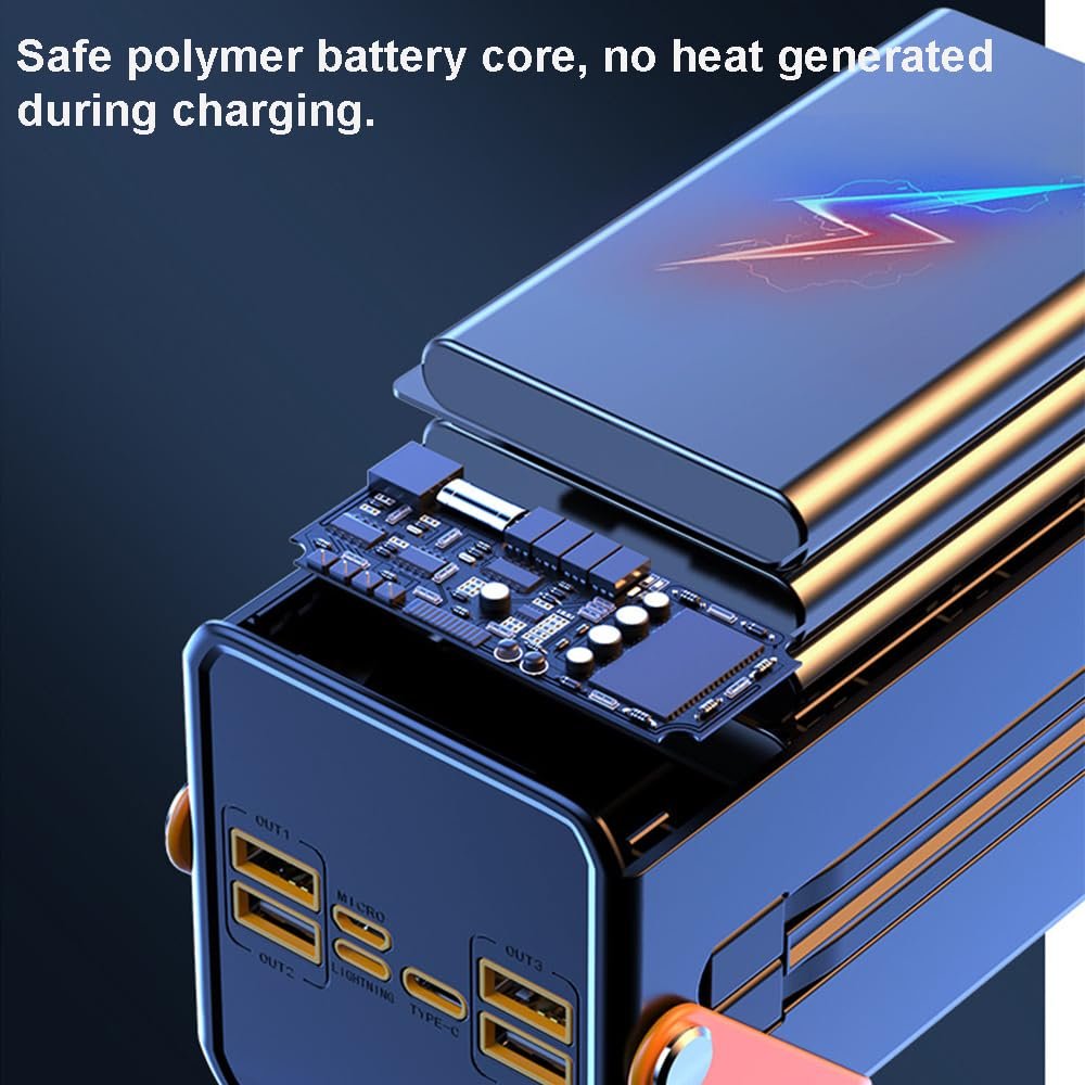 3 In 1 Built In Cable Powerbank Hand Crank Power Bank Hand-Crank Power Generator 30000Mah Charger Power Banks 50000