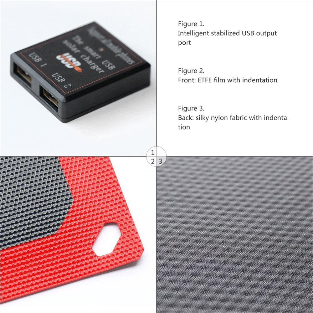 ETFE Surface Material MONO 21W Portable Folding Solar Charger Use For Mobile Phone Laptop