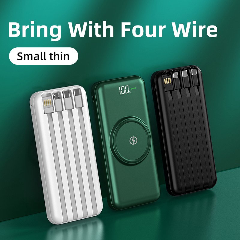 10000mAh Ultra Slim Fast Charge Wireless Power Bank with Cables Digital Power Display Chargers Batteries & Power Supplies