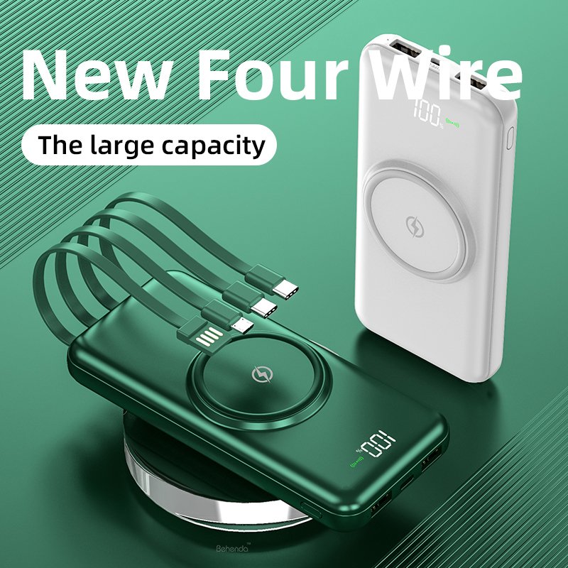 10000mAh Ultra Slim Fast Charge Wireless Power Bank with Cables Digital Power Display Chargers Batteries & Power Supplies
