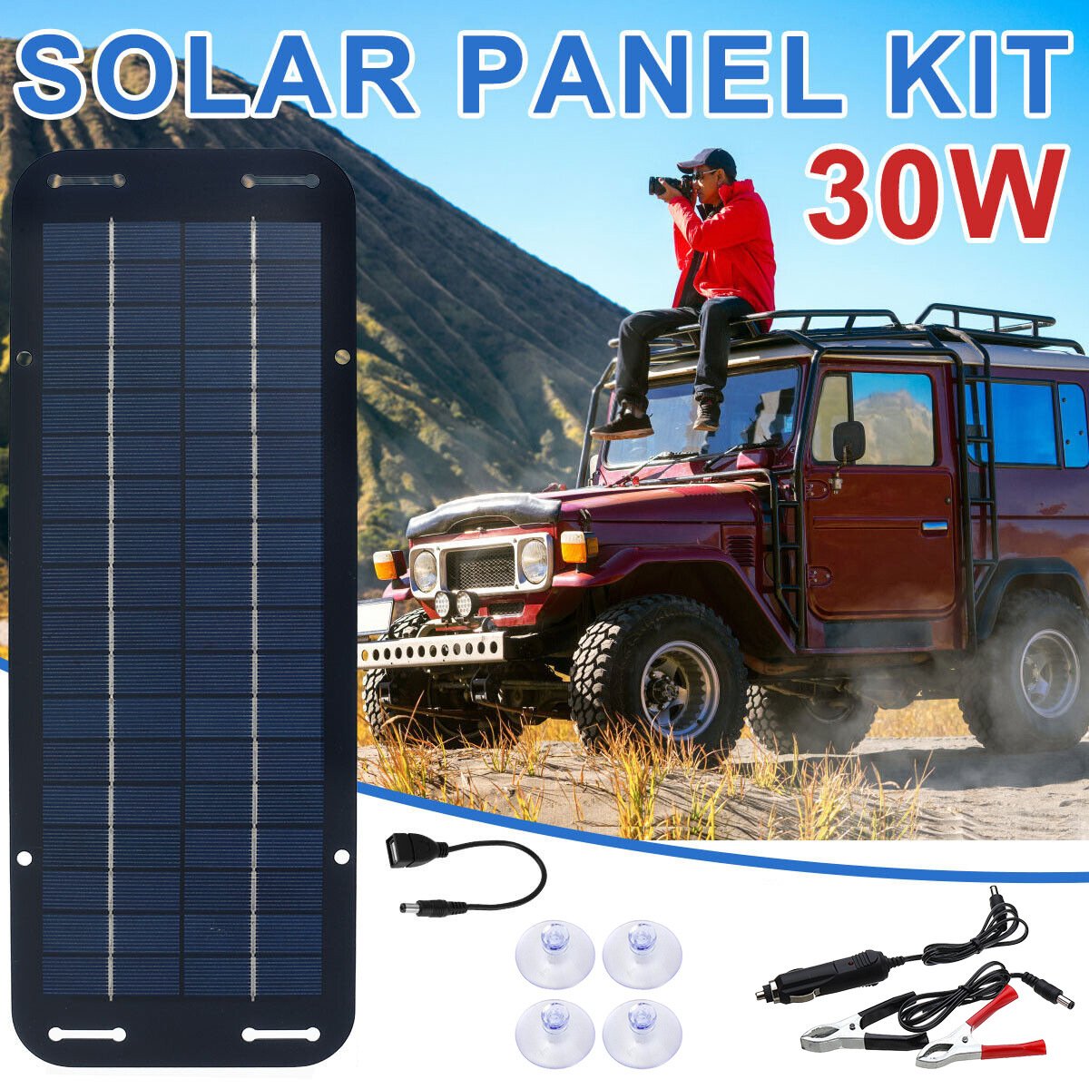 vehicle solar battery charger 12V Solar Panel Kit IP65 Waterproof With Suction Cups for Car Motorcycle High Efficiency Charging