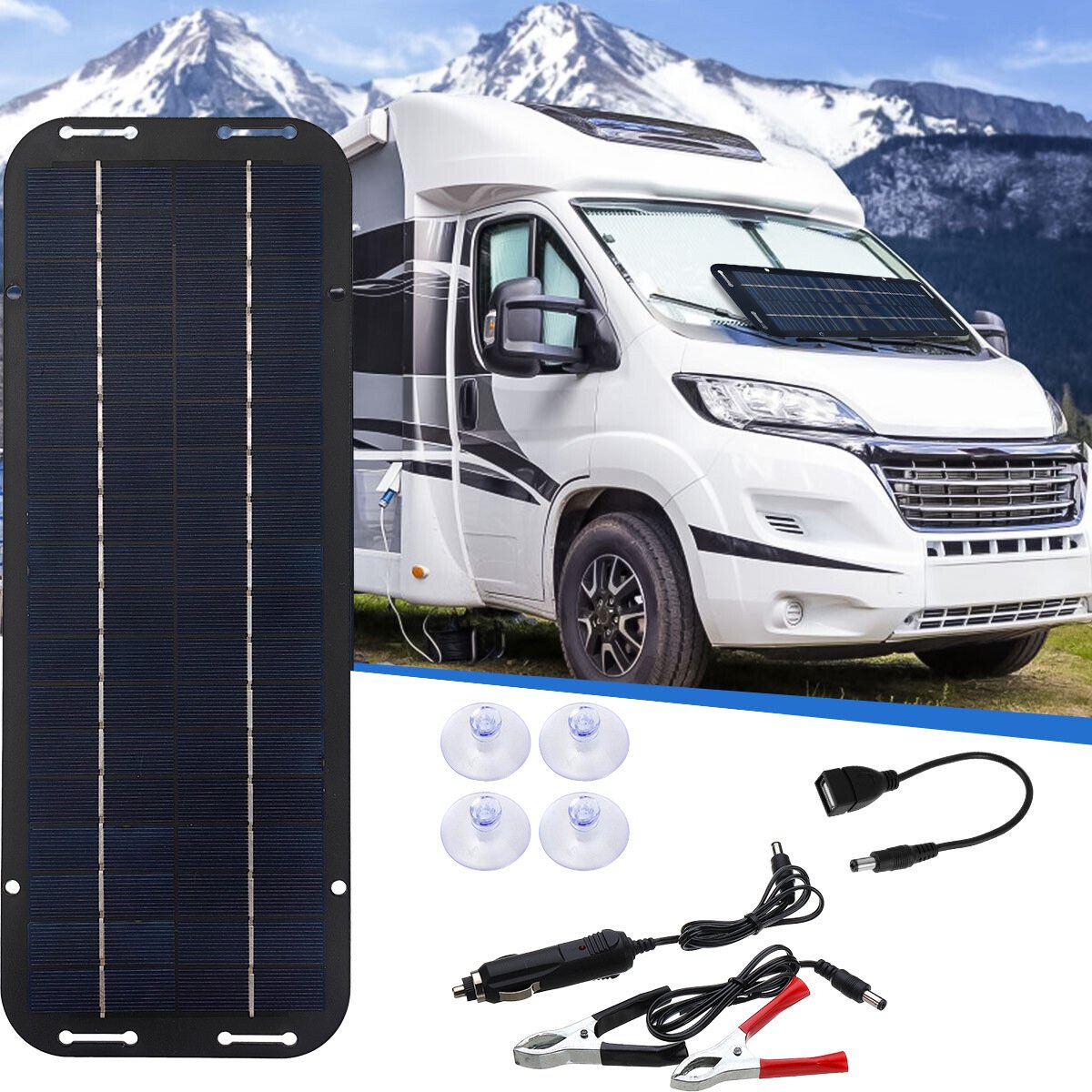 vehicle solar battery charger 12V Solar Panel Kit IP65 Waterproof With Suction Cups for Car Motorcycle High Efficiency Charging