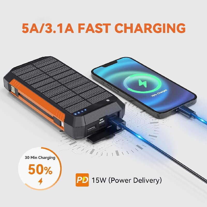 high capacity power bank solar 20000,solar power bank fast charging,portable solar charger power bank for mobile phone