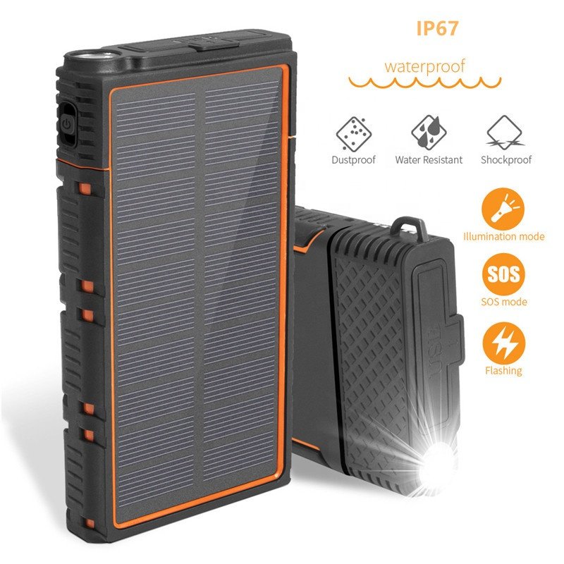 top sale IP67 solar power bank 50000mah waterproof powerbank 30000mah fast charger