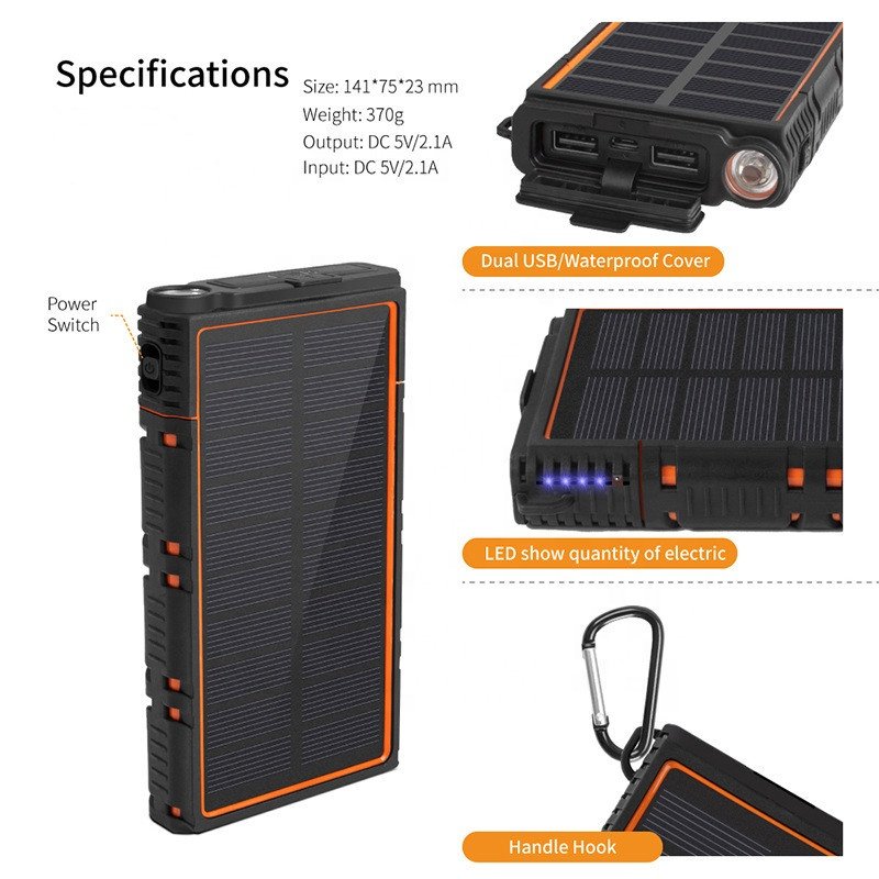 top sale IP67 solar power bank 50000mah waterproof powerbank 30000mah fast charger