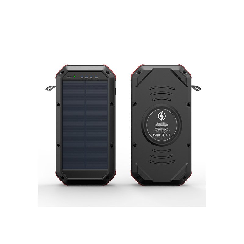 High Capacity 30000mah Solar Wireless Power Bank QC 3.0 18W PD USB C Fast Charging Waterproof Powerbank