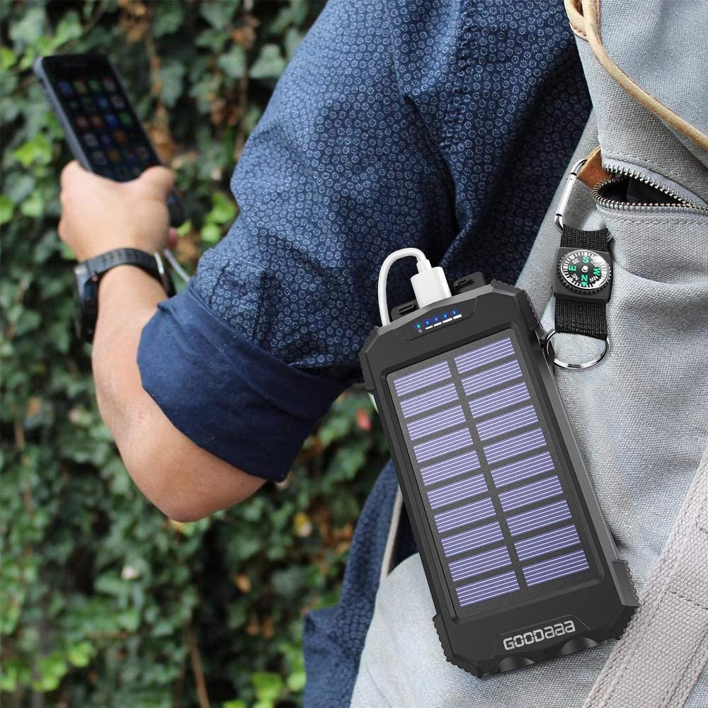 Portable PD 20Watts Rugged Hiking LED Camping Compass Flashlight fast Wireless Charger 10000mAh Solar Charger Power Bank