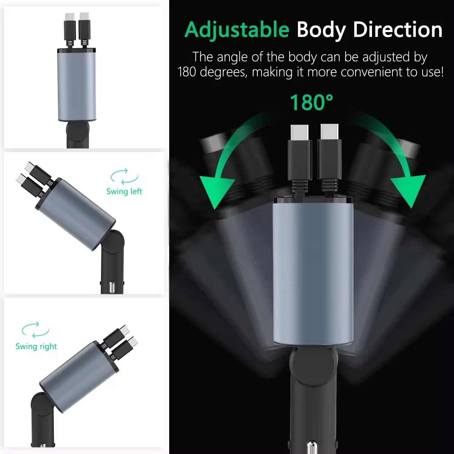 100W 4 in 1 Multi -function Fast Car Phone Charger Retractable Car charger car solar charger for all mobile phone