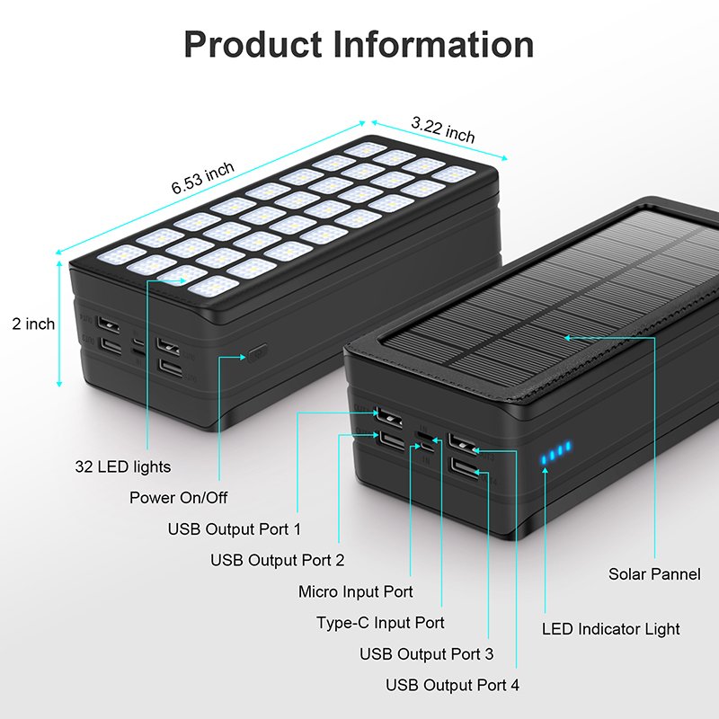 New Oraimo Camping Portable Waterproof Charger Mobile Phone Usb 20000mah Powerbank 50000mah 40000mah Power Bank Solar With Panel