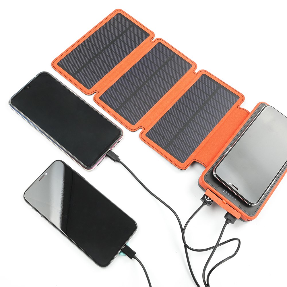 China Factories New Product 2024 Outdoor Li-Polymer Battery Dual USB Solar Panels 20000mAh Wireless Charger Solar Power banks