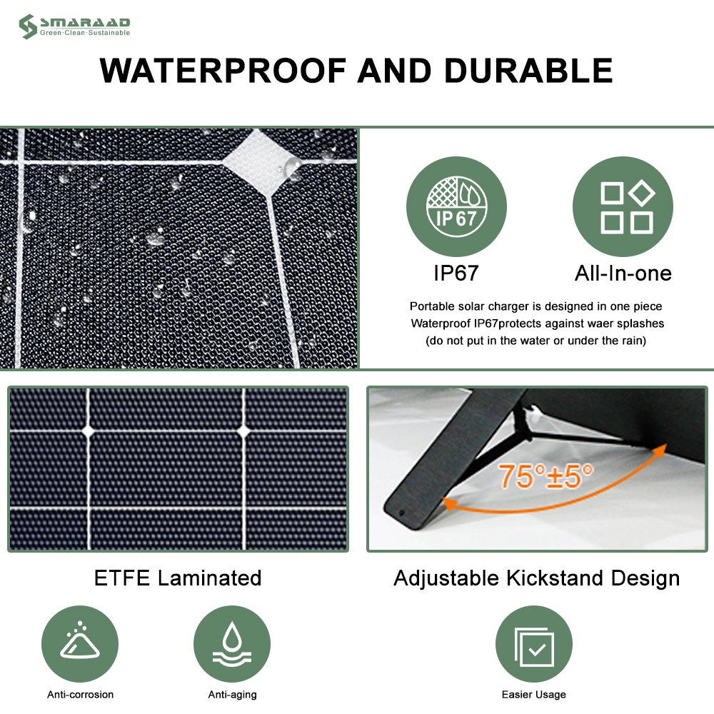 Foldable solar panel 200W Waterproof portable Solar Panel For Camping Outdoor Sunpower Solar Panel