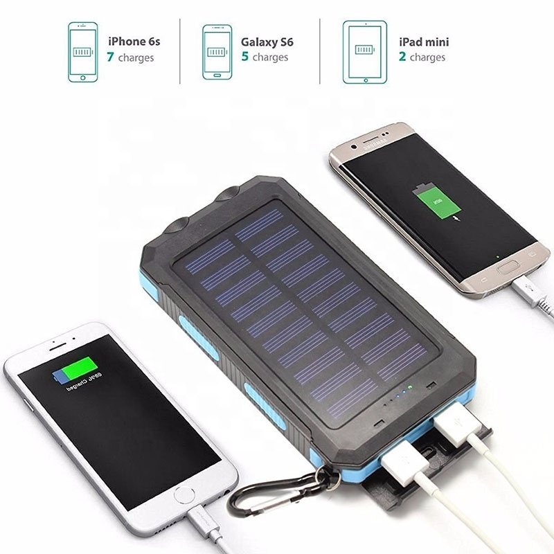 Portable Travel Solar Power Bank Dual USB Solar External Battery Charger Powerbank For All Mobile Phone