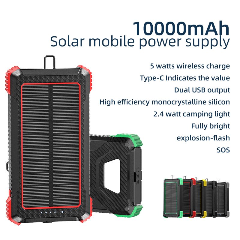New Waterproof Solar Power Bank 10000mah Portable Phone Charger Dual USB Solar Panel External Battery Powerbank