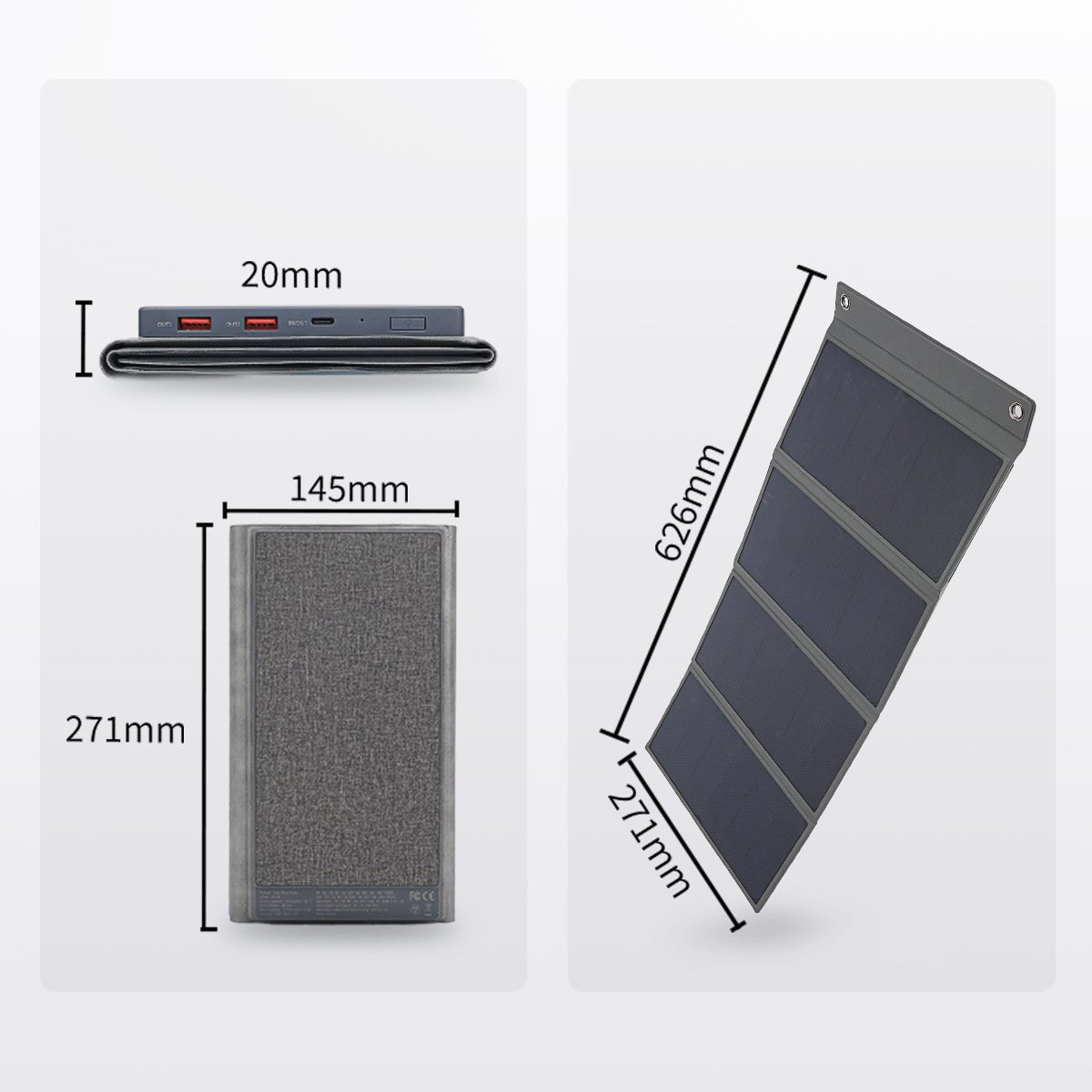 Solar Power Bank Dual USB Power Bank 20000mAh Waterproof Battery Charger External Portable Solar Panel 10000mah with LED Light
