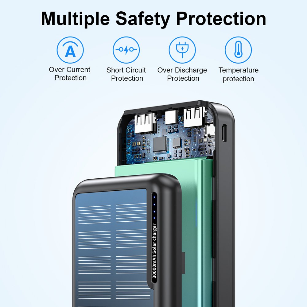 Free Sample New Technology Products 2024 Outdoor Mobile Phone Charger OEM Logo 30000mAh Large Capacity Portable Solar Power Bank